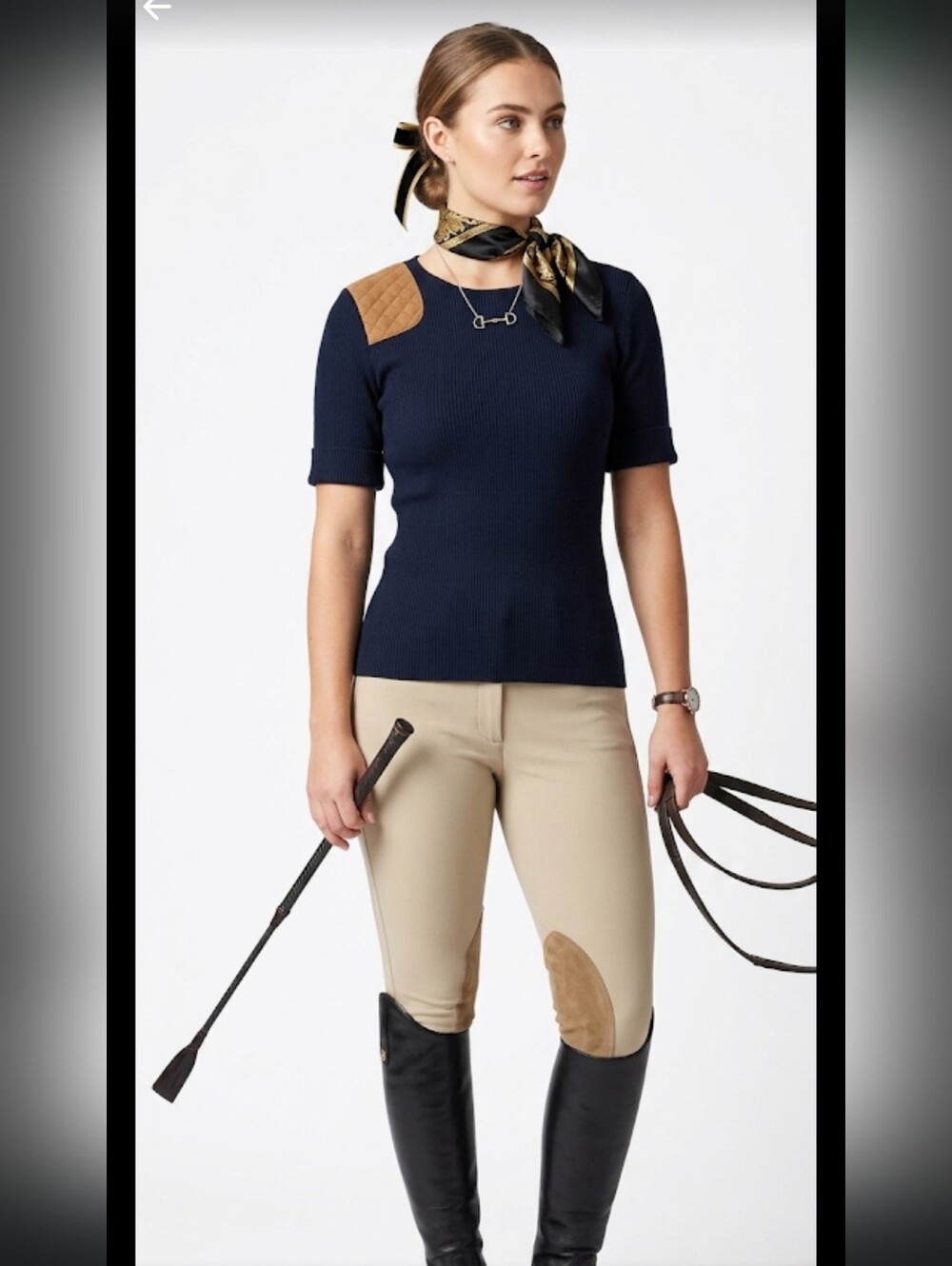 Lauren Ralph Lauren Patch Western Equestrian Top L Horses Preppy #8